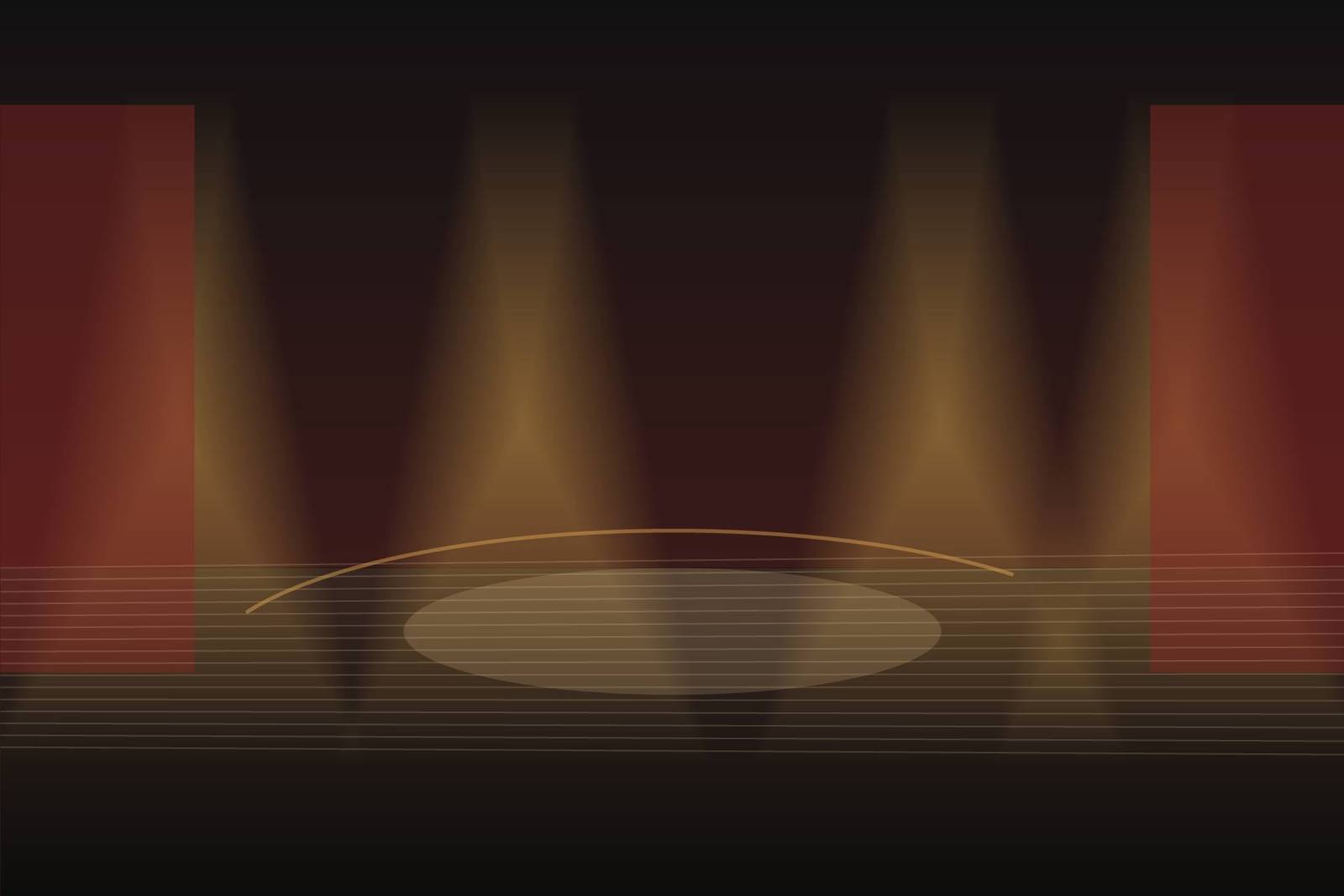 Dark theatre stage with warm spotlights